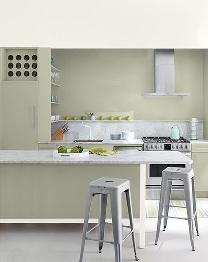 October Mist the Benjamin Moore color trend can be painted by Brick City Painting in your house in Ocala